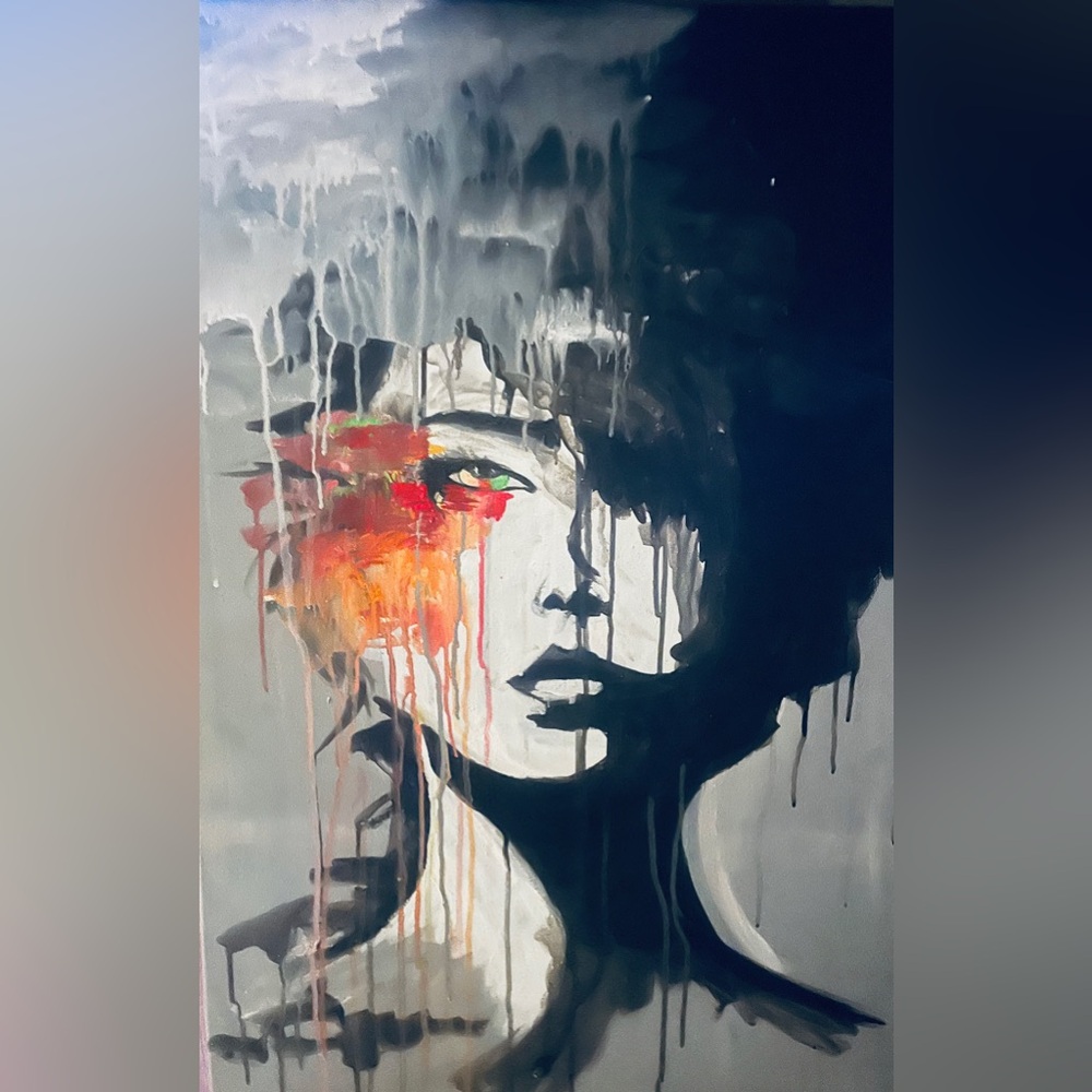 Abstract Drip Portrait Art Print